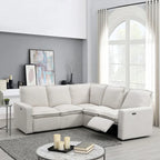 Linen Upholstered Power Recliner L-Shaped Sectional Sofa with USB Port - Soft Home Theater Seating for Living Room - image 1
