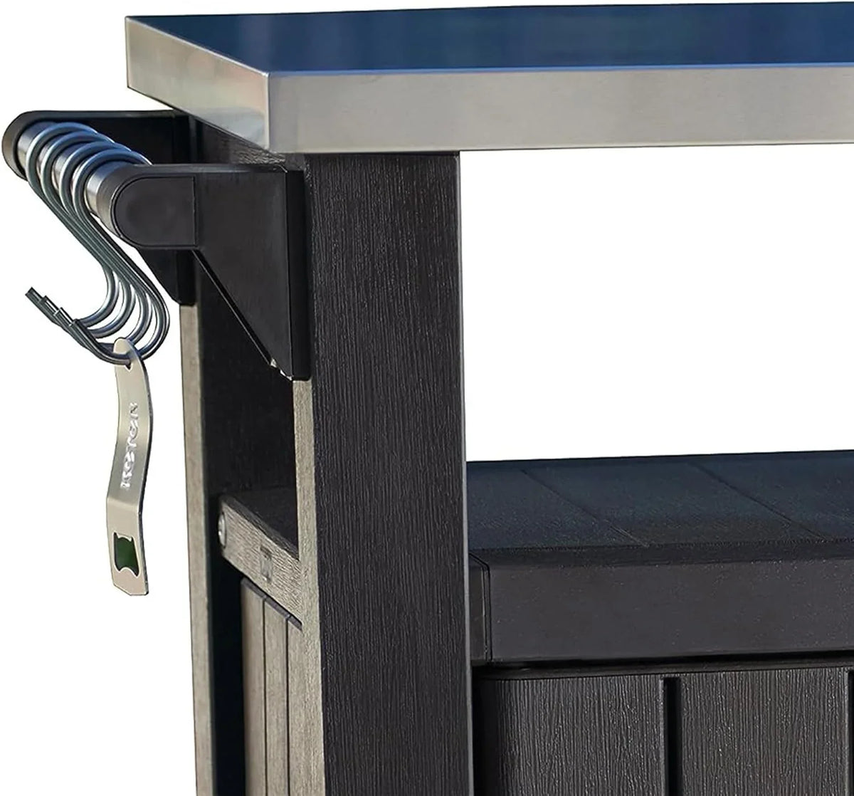 Keter Outdoor Rolling Table Cart for Food Prep, Storage, Bar & Grill, Dark Brown - image 24