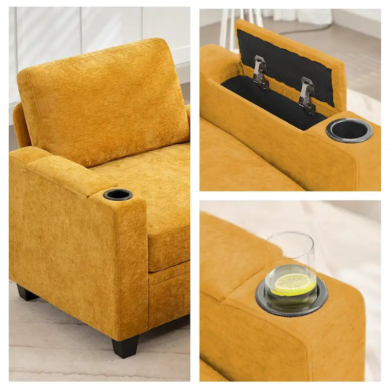 Versatile Chenille Storage Loveseat Sofa - image 32