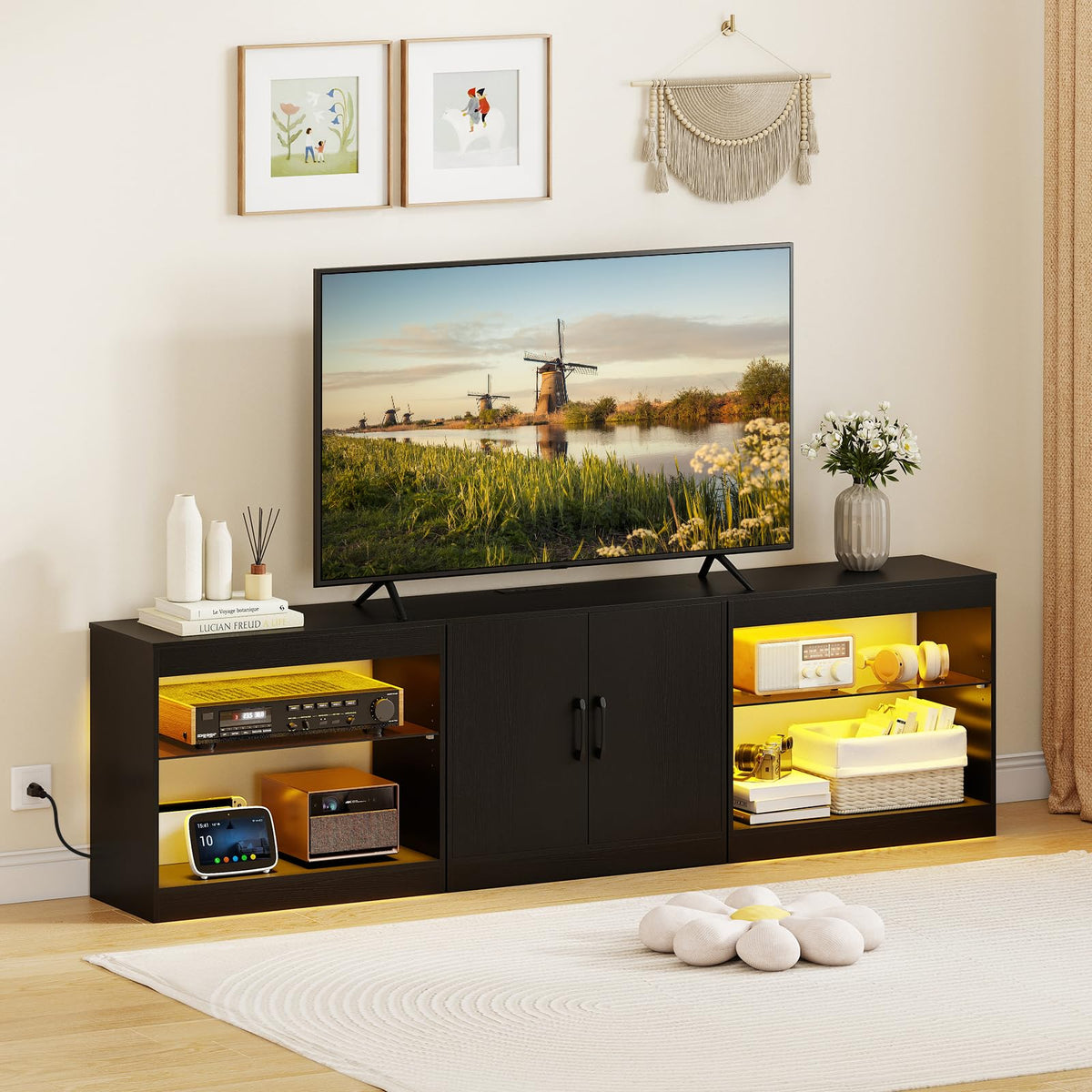 Tangkula TV Stand for TVs up to 85 Inches LED Entertainment Center with Power Outlets - image 2