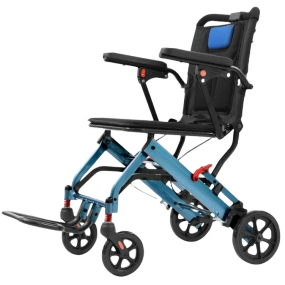 Ultra-Light Portable Folding Wheelchair, Travel-Friendly with Handbrake, 220 lbs Capacity, Ideal for Elderly & Children, 34.232.6 Unfolded Dimensions - image 6