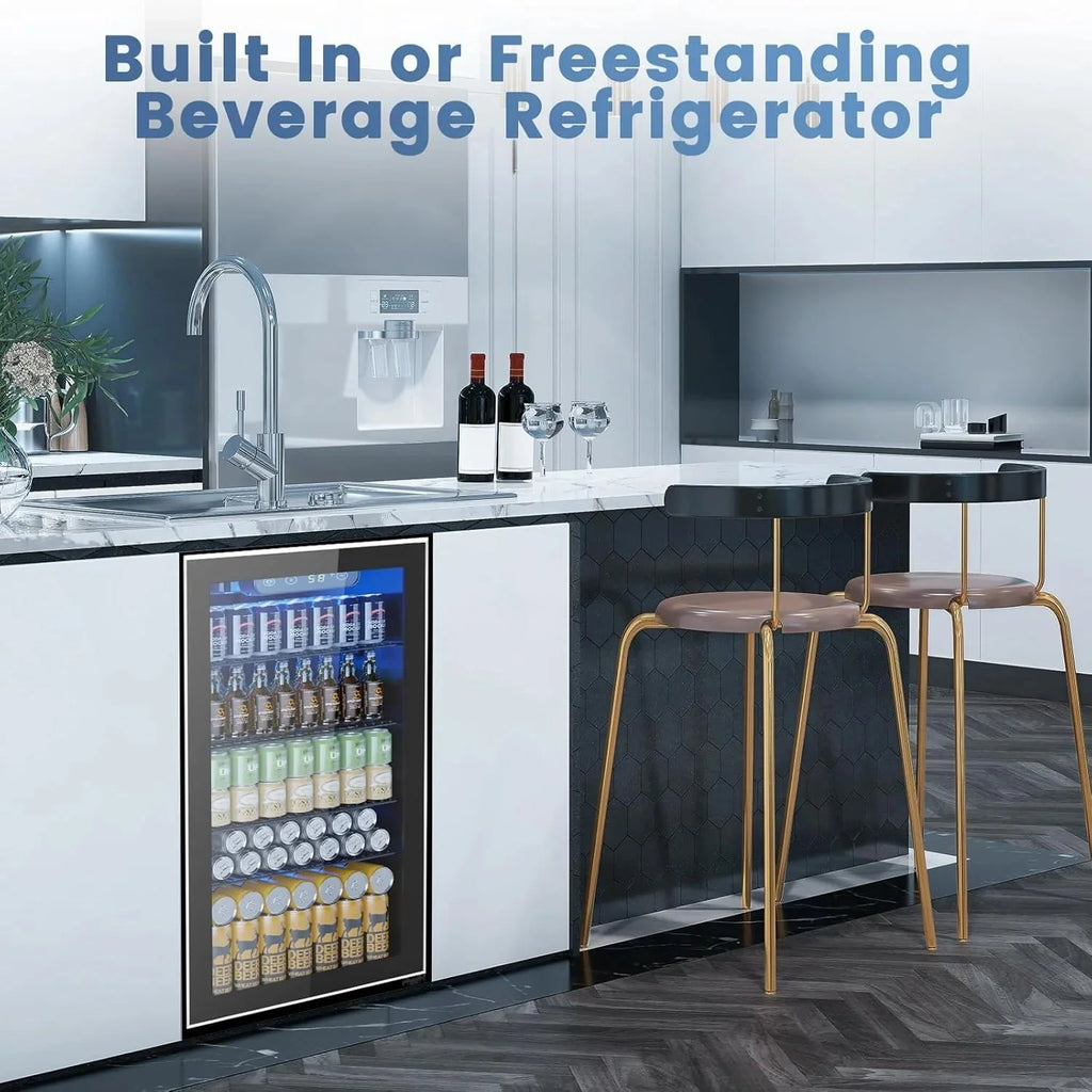 Mini Fridge 130 Can Beverage Refrigerator Cooler, 3.2 Cu.Ft Drink Fridge for Soda Wine Beer, Adjustable Temperature Control for Home Office, Black - image 12