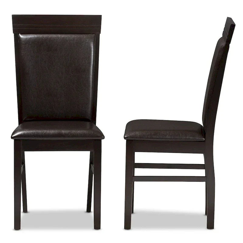 Modern Dark Brown Faux Leather Dining Chair Set by Baxton Studio - image 4