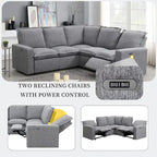 Linen Upholstered Power Recliner L-Shaped Sectional Sofa with USB Port - Soft Home Theater Seating for Living Room - image 14