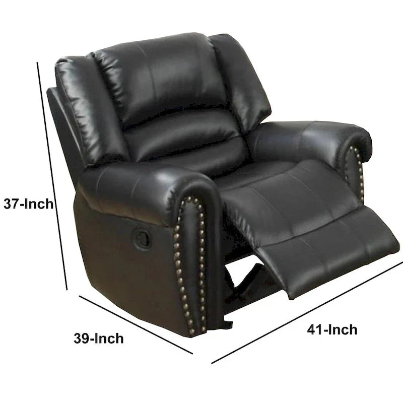 Comfort Plus Black Bonded Leather & Plywood Recliner/Glider - image 5