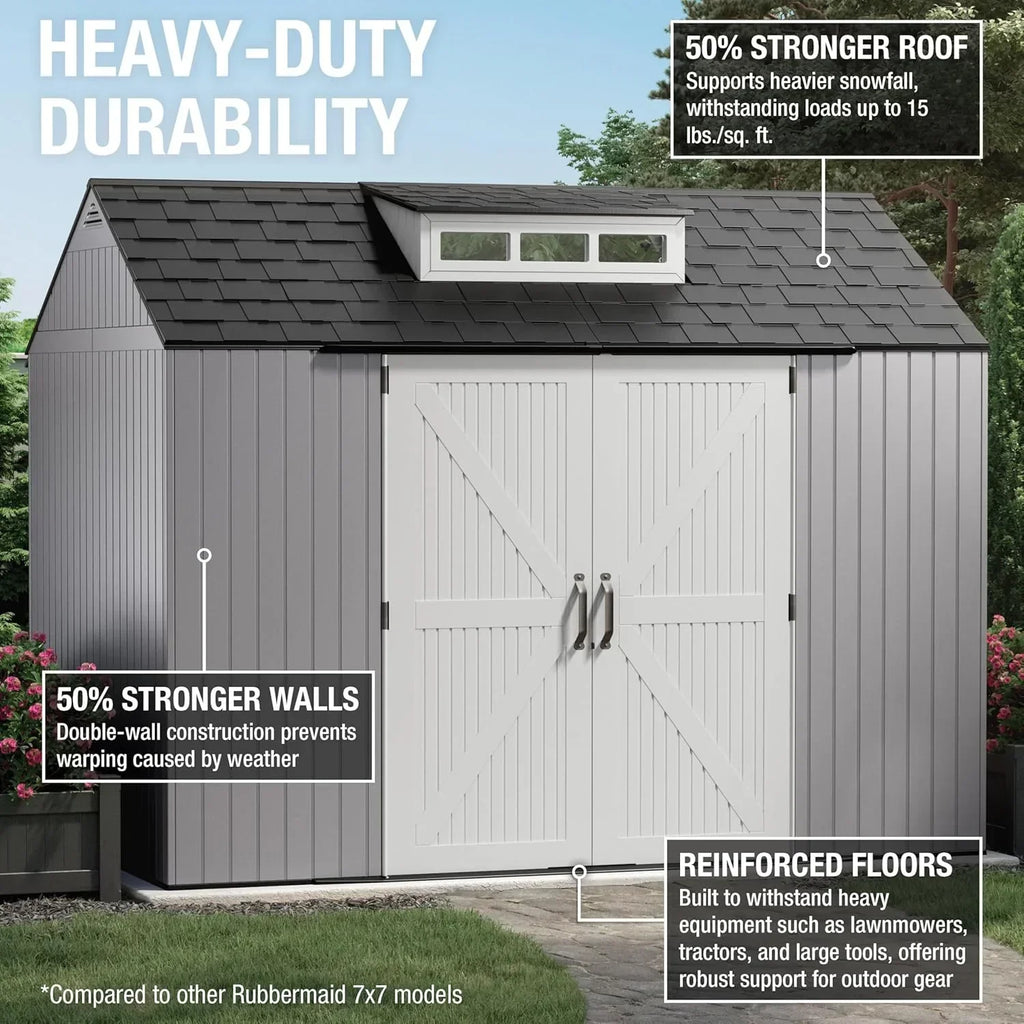 Rubbermaid Resin Outdoor Storage Shed With Floor Weather Resistant Gray Organization for Home - image 46