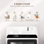 Portable Countertop Dishwashers, Compact Dishwashers with 5 L Built-in Water Tank & Inlet Hose, 5 Washing Programs, Baby Care, Air-Dry Function and LED Light for Small Apartments - image 3