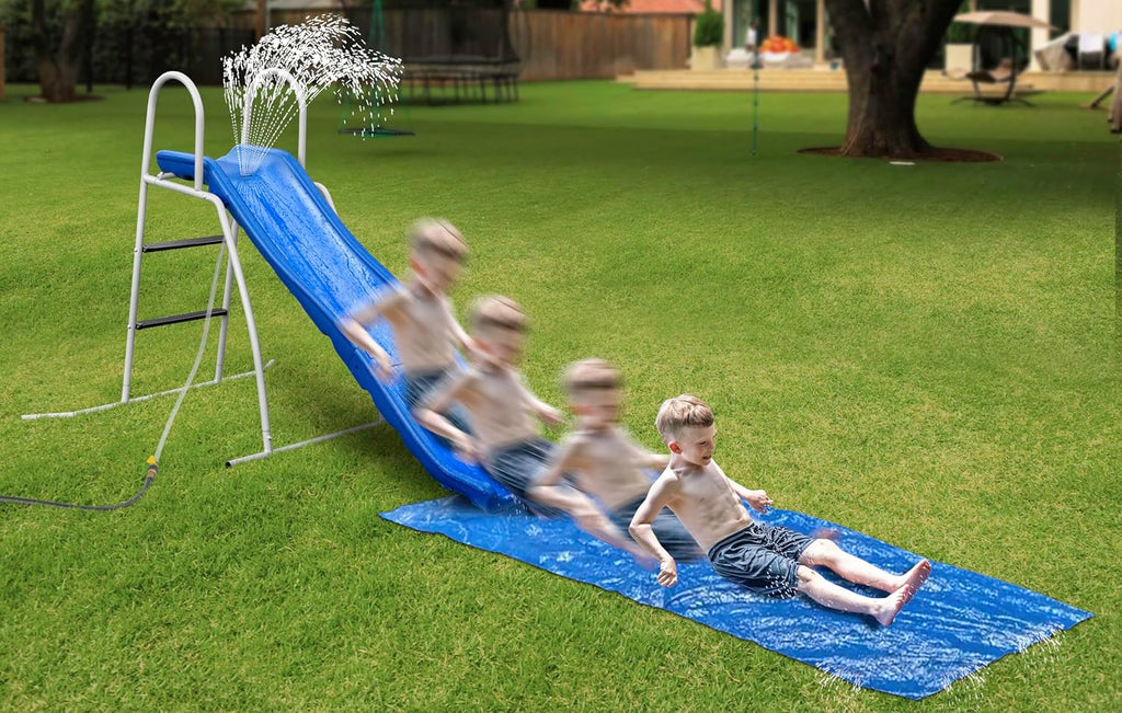 XDP Recreation 6 Foot Water Wave Slide with Built In Adjustable Sprinkler, Freestanding with Ground Pad and Hose Extension for Lawn Fun, Ages 3 to 8 - image 11