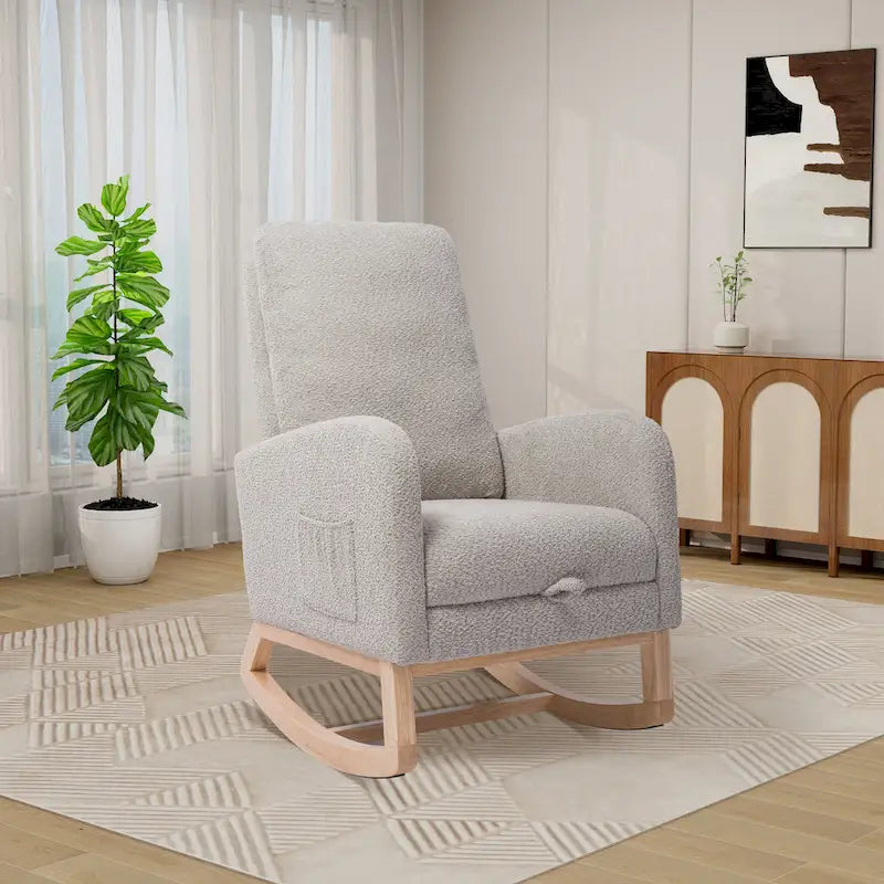 Ergonomic High Back Rocking Chair with Adjustable Footrest - image 19