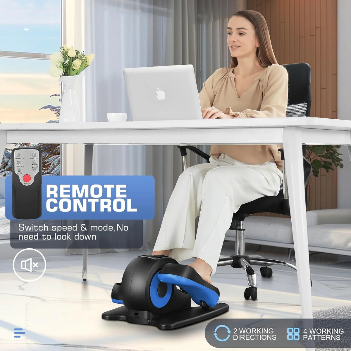 Under Desk Elliptical, Electric Ellipse Leg Exerciser While Sitting for Seniors Adults, Quiet Portable Motorized Seated Foot Pedal Exerciser with Remote Control for Home Office Use - image 11