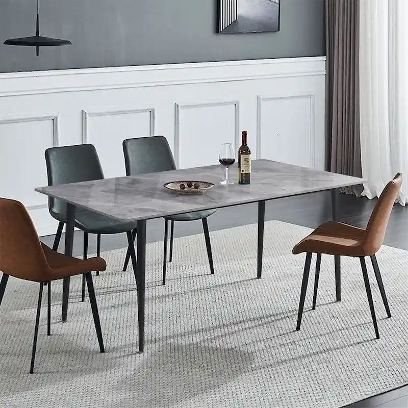 Contemporary Kitchen Table with Metal Frame and Sintered Stone Top - image 5