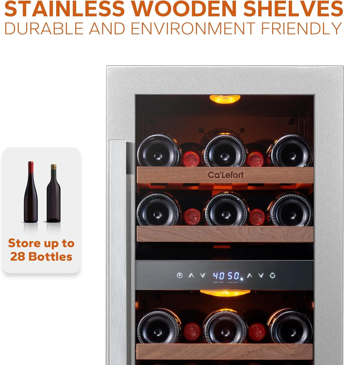 24'' Wine Cooler Refrigerator - 46 Bottle Wine Fridge Dual Zone with Modern Touch Intelligent Digital 40°-65°F Low Noise, Built in or Freestanding Wine Cooler for Home and Kitchen - image 39