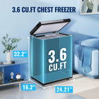 3.6 Cu.ft Chest Mini Freezer with Wheels Deep Freezer for Bulk Storage Top Open Door 2 Removable Baskets 7 Modes Temperature for Home Apartment Kitchen Black - image 8