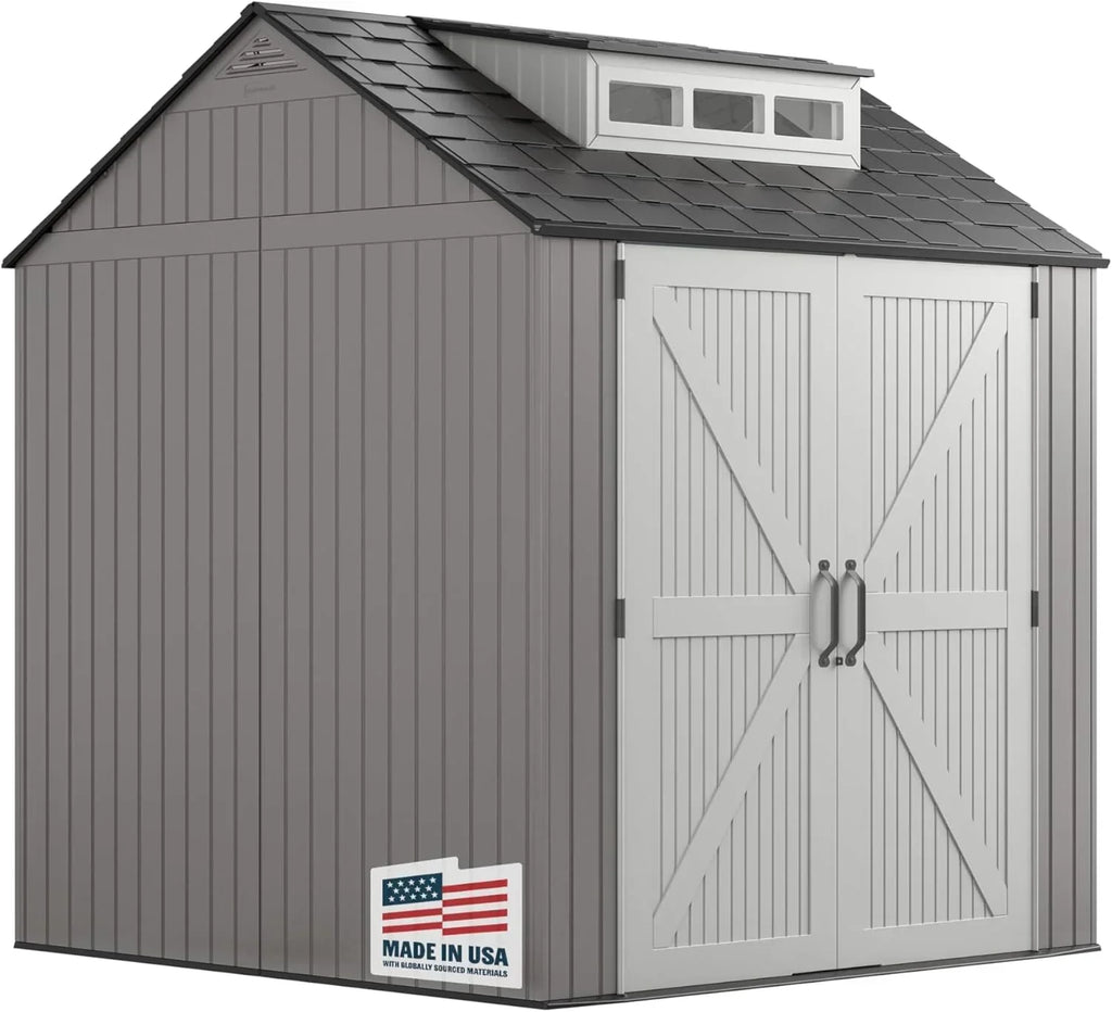 Rubbermaid Resin Outdoor Storage Shed With Floor Weather Resistant Gray Organization for Home - image 2