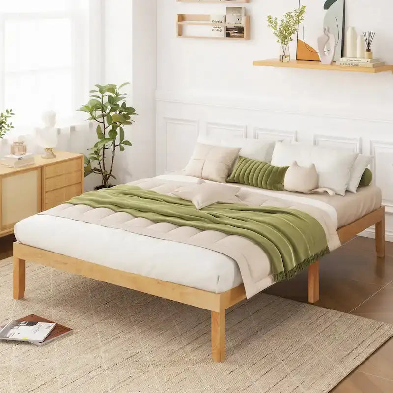 Costway 14-Inch Wooden Platform Bed Frame for Twin, Full, and Queen Sizes with Rubber Support - image 5