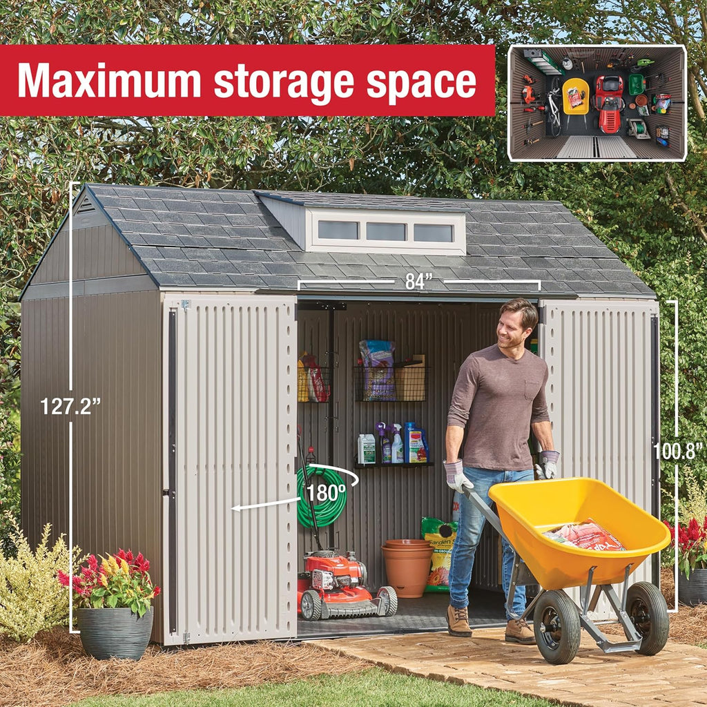 Rubbermaid Resin Outdoor Storage Shed With Floor Weather Resistant Gray Organization for Home - image 7