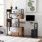 Modern Computer Desk with 5-Tier Shelves – Space-Saving Rotatable Workstation - image 12