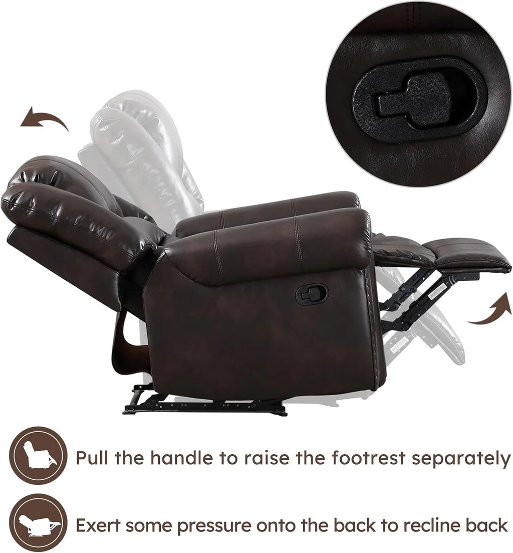 CANMOV Leather Recliner Chair, Classic and Traditional Manual Recliner Chair with Comfortable Arms and Back Single Sofa for Living Room, Nut Brown - image 62
