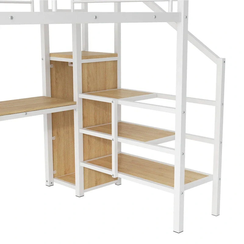 Complete Loft Bed Set with Desk, Storage Staircase, Compact Wardrobe, and LED Lighting - image 27