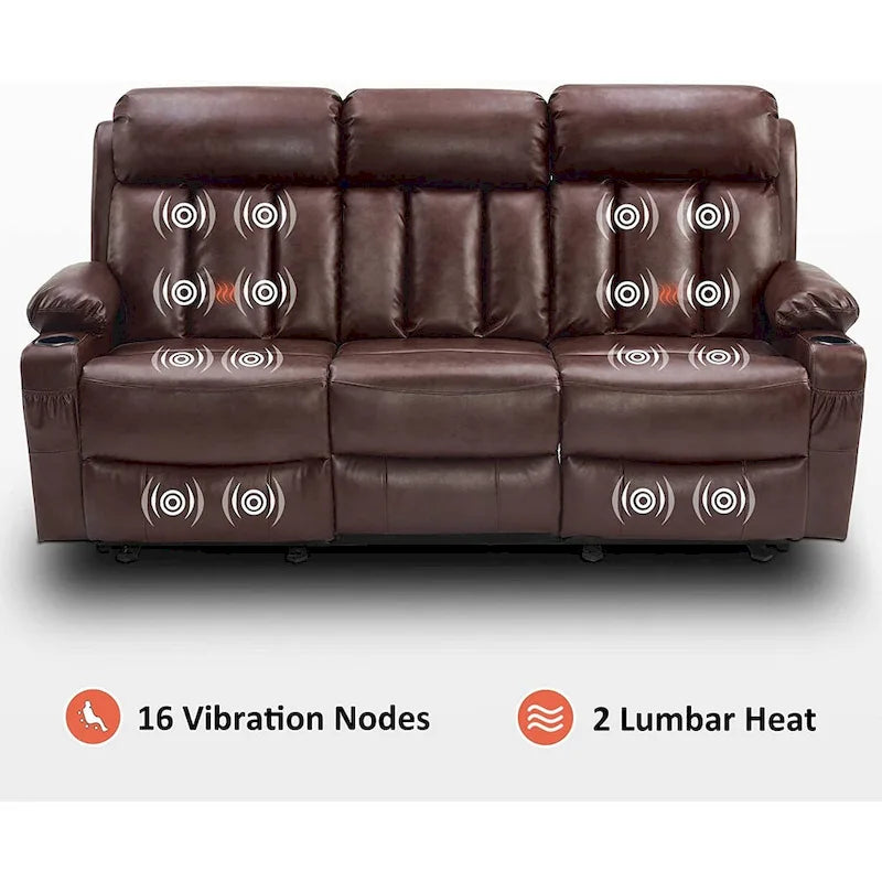 MCombo Faux Leather Electric Reclining Sofa with Heat and Massage - Models 6095/6075/6077 - image 38
