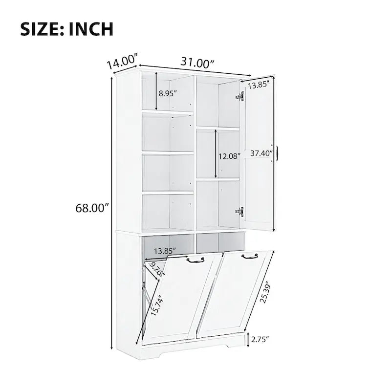 Multi-Functional Bathroom Storage Cabinet with Doors, Drawers, and Tilt-Out Laundry Hamper - image 6