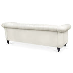 Cream 84.65 Traditional Chesterfield 3-Seater Sofa in PU Leather - image 8