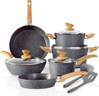 Kitchen Academy Induction Cookware Sets - 12 Piece Green Cooking Pan Set, Granite Nonstick Pots and Pans Set - image 2