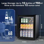 Mini Fridge 130 Can Beverage Refrigerator Cooler, 3.2 Cu.Ft Drink Fridge for Soda Wine Beer, Adjustable Temperature Control for Home Office, Black - image 42