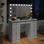 Makeup Vanity w/Tri-Fold Mirror Certified Lighting Glass Top Dresser - image 10