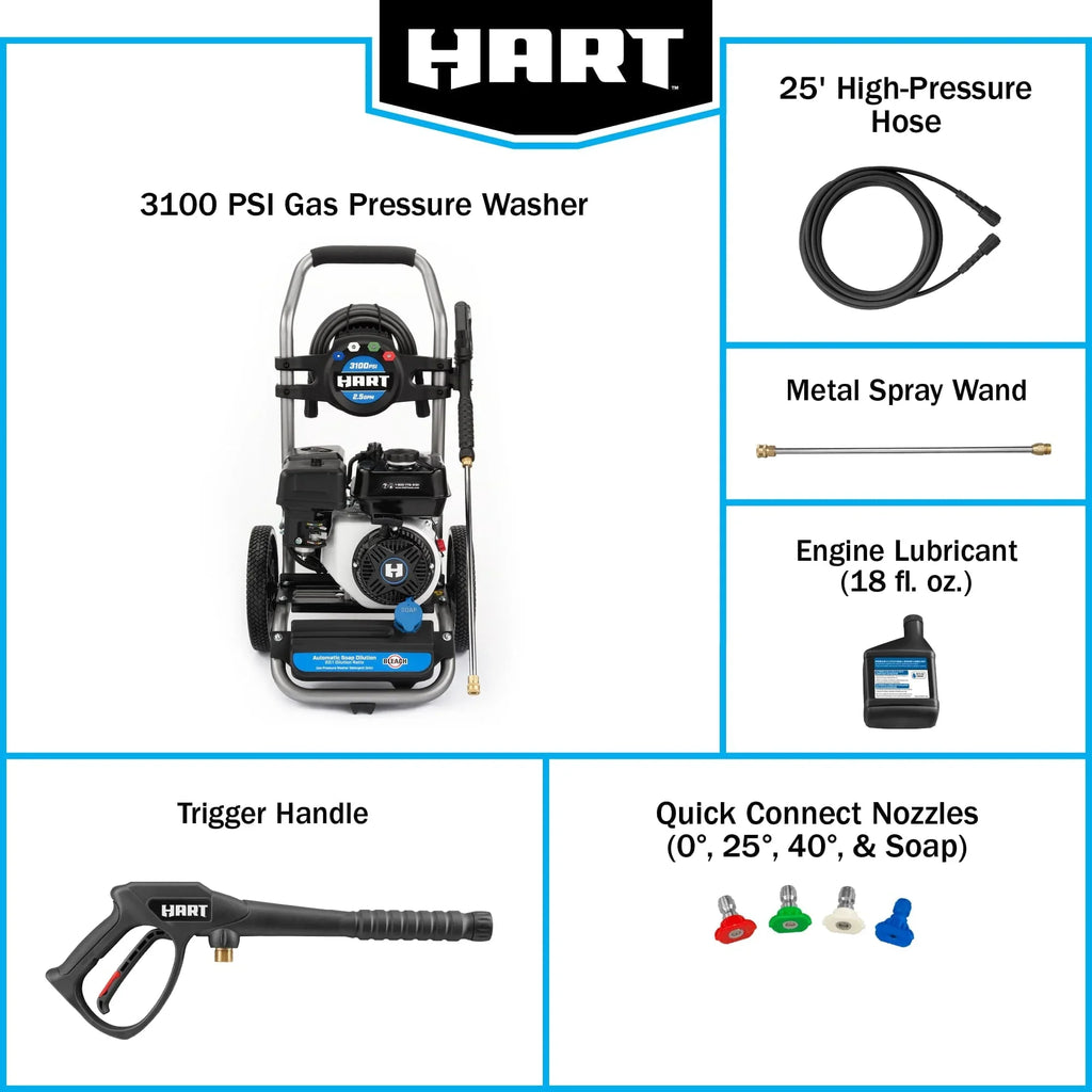 HART 3100 PSI 2.5 GPM 212cc 4-Cycle OHV Gas Powered Cold Water Pressure Washer - image 3