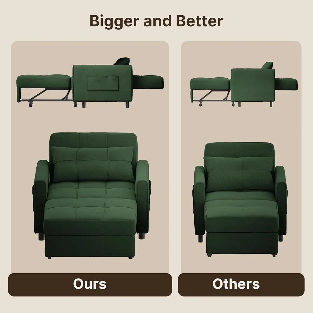 Sofa Bed Chair 3 in 1 Convertible Pullout Single Sleeper Chair Bed Spacious Multifunctional Sofa - image 30