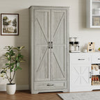 YouTrend 69" Tall Kitchen Pantry,Farmhouse Storage Cabinet with 2 Barn Doors 4 Adjustable Shelves and Large Drawer for Dining Room,Living Room,Bathroom,White - image 3