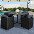 Gardeon Outdoor Dining Set 5 Piece Wicker Table Chairs Setting Black - image 8