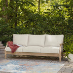 Signature Design by Ashley Clare View Coastal Outdoor Patio Eucalyptus Sofa with Cushions, Beige - image 66