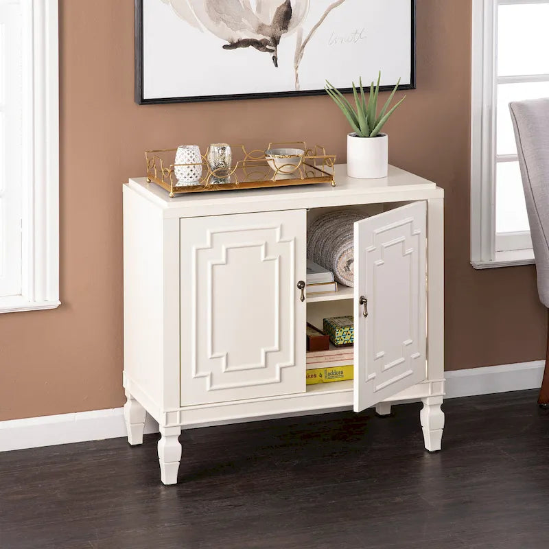 SEI Furniture Taborley Antique White Double-Door Accent Cabinet" can be rewritten as:"SEI Furniture Taborley Antique White Double-Door Accent Storage Cabinet - image 2