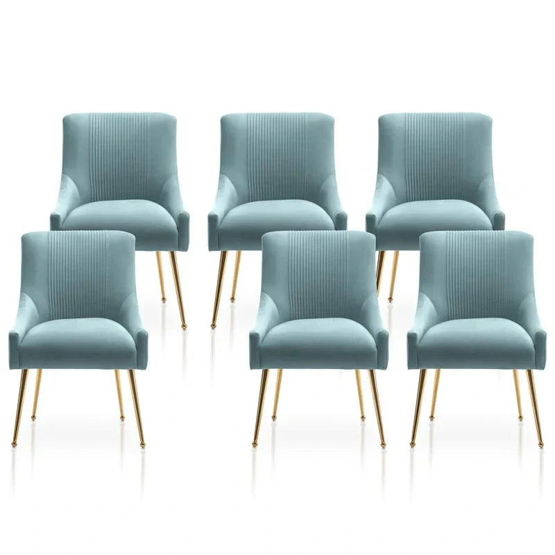 SEYNAR Set of 6 Modern Glam Boucle Velvet Dining or Vanity Chairs with Rear Handle - image 11