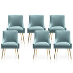 SEYNAR Set of 6 Modern Glam Boucle Velvet Dining or Vanity Chairs with Rear Handle - image 11