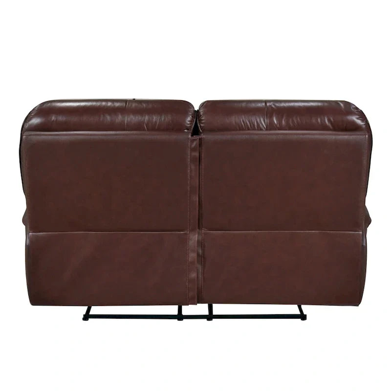 Jack 66-Inch Manual Recliner Loveseat in Plush Brown Top Grain Leather with Wood Accents - image 5