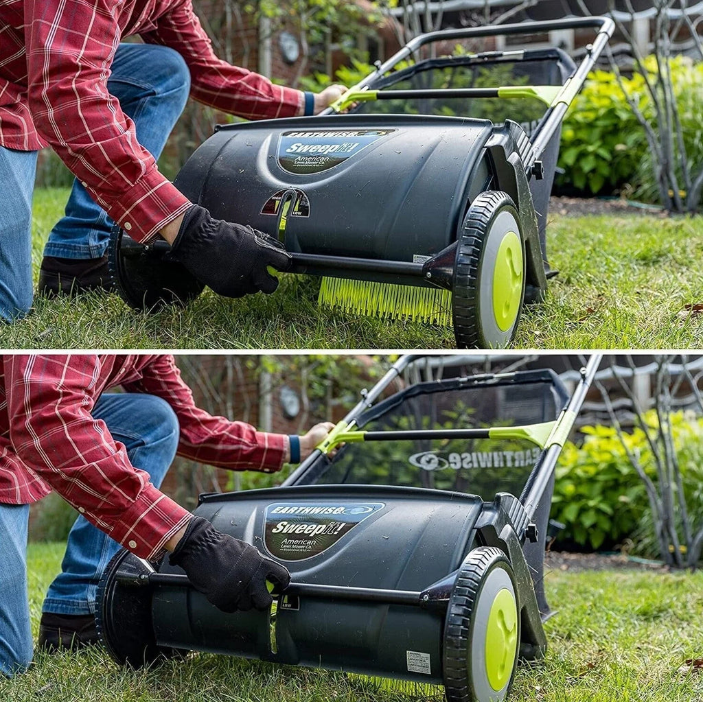 Best 21-Inch Large Push Lawn Grass Sweeper With 26 Gal Hopper Bag - image 3