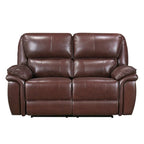 Jack 66-Inch Manual Recliner Loveseat in Plush Brown Top Grain Leather with Wood Accents - image 3