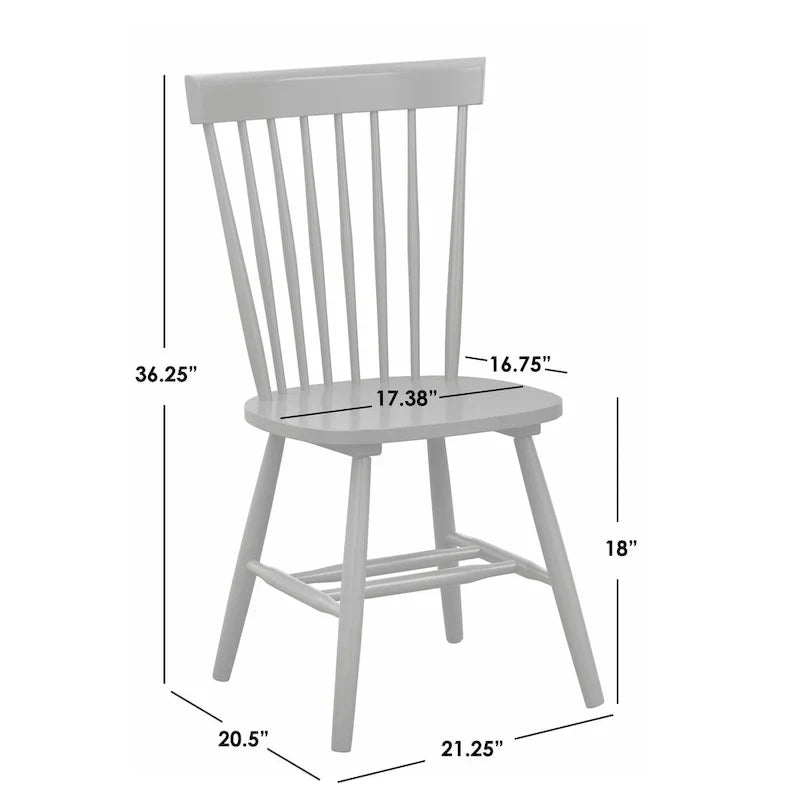Set of 2 Spindle Back Dining Chairs Solid Rubberwood Farmhouse Style - image 27