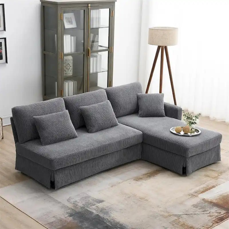 Contemporary L-Shaped Corduroy Sofa with Reversible Chaise from Harper & Bright Designs - image 1
