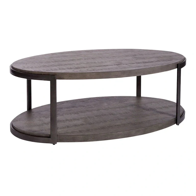 Contemporary Gauntlet Gray Oval Coffee Table - image 2
