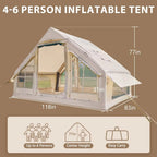 NAIZEA Tent for Camping with Pump - Air Glamping Tents, Easy Setup Blow up Tent, Waterproof Oxford Inflatable Tent, 4 - 6 Person Cabin Tent with Mesh & Chimney Window - image 6