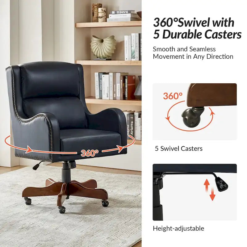 HULALA HOME Pete Adjustable Height Faux Leather Swivel Executive Chair with Tilt Mechanism - image 31