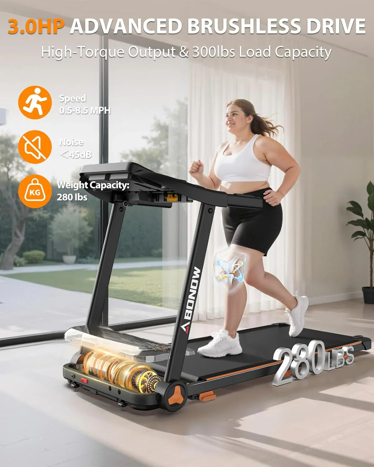 Foldable Treadmill for Home with Incline Extra Large Dual LED Screen Home Office Treadmills - image 7