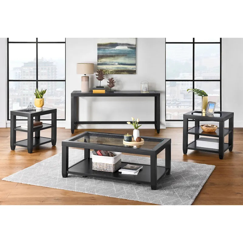 Cordero 16-Inch Wide Wood and Glass Top Chairside End Table with Shelf Storage - image 9