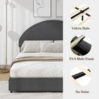 4 EVER WINNER Queen Size Bed Frame, Boucle Upholstered Bed Frame with Headboard, White Queen Bed Frame, White - image 17