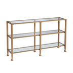 Jensen Gold Metal Console Table with Glass Shelves by SEI Furniture - Narrow Design - image 6