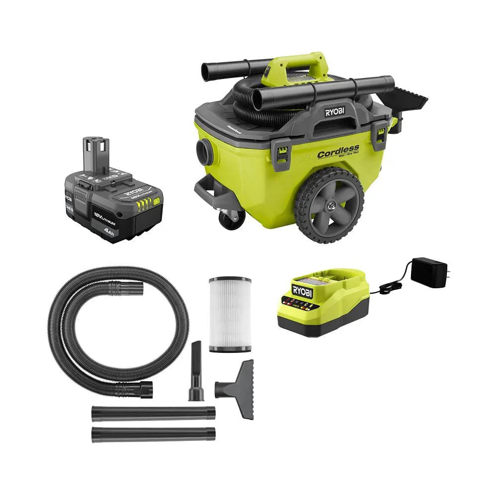 ONE+ 18V Cordless 6 Gal. Wet/Dry Vacuum Kit with 4.0 Ah Battery, Charger and Vacuum Accessories P770KN - image 1